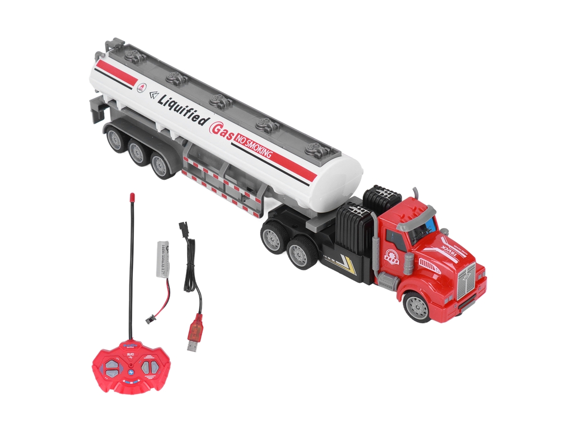 Caminhão de Combustível BJ RC com Reboque Recarregável Simulado - Brinquedo Ideal para Presente de Aniversário Infantil