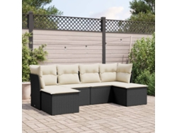 Conjunto de sofás de jardín de 6 piezas DKD Home Decor con cojines de mimbre negros