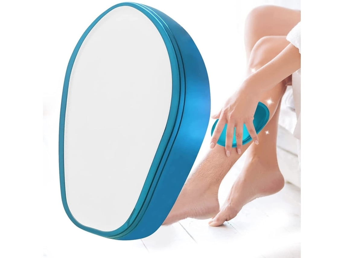 Eliminador de vello de cristal de depilación, herramienta de exfoliación indolora de nanocristales para hombres y mujeres, rápida y fácil, Yizhood (azul)