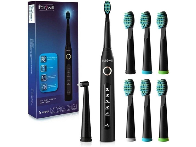 Cepillo de Dientes Eléctrico FAIRYWILL 507 Negro + 4 Escovas