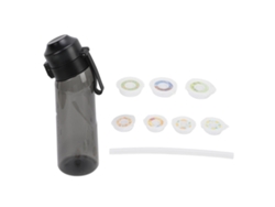 Botella De Agua Con 7 Cápsulas De Sabores De Frutas 650ml Para Deportes Y Camping Transparente Negro