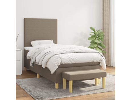 vidaXL Cama con somier y colchón 90x190 cm tela gris marrón
