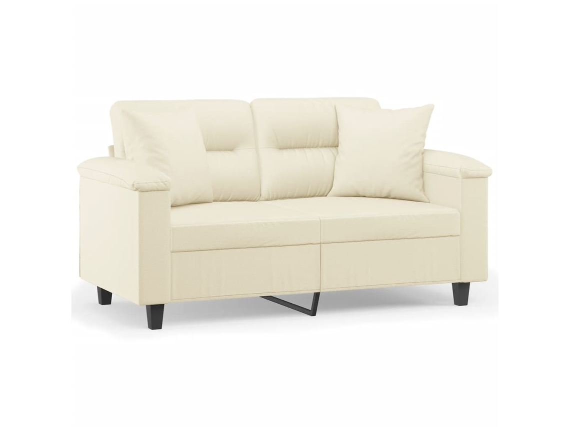 Maison Exclusive - Sofá de 2 plazas + cojines decorativos, 120 cm, piel sintética color crema.