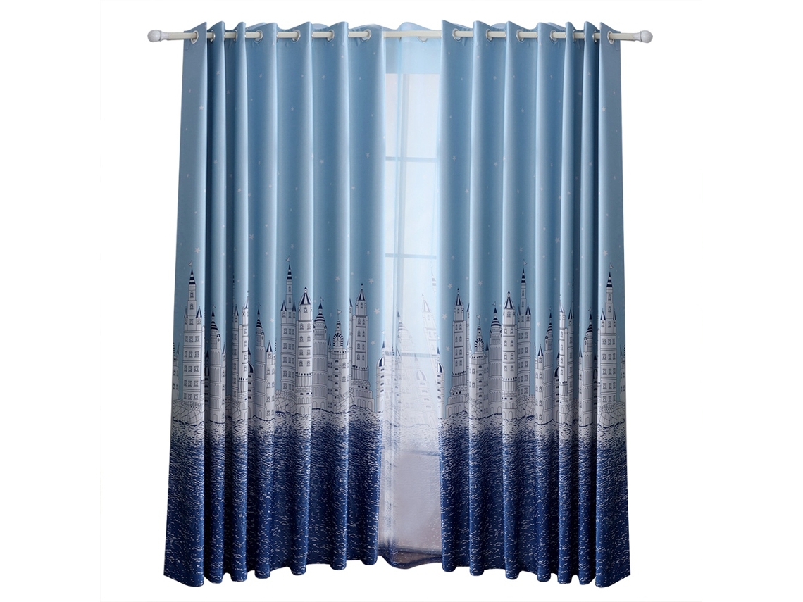 Elegantes cortinas ombré modernas con degradado para mantener la privacidad, fáciles de instalar, 100 x 250 cm, azules, diseño de doble capa para sala de estar.