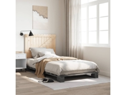 Estructura De Cama Con Cabecero Madera De Pino Gris 100x200cm