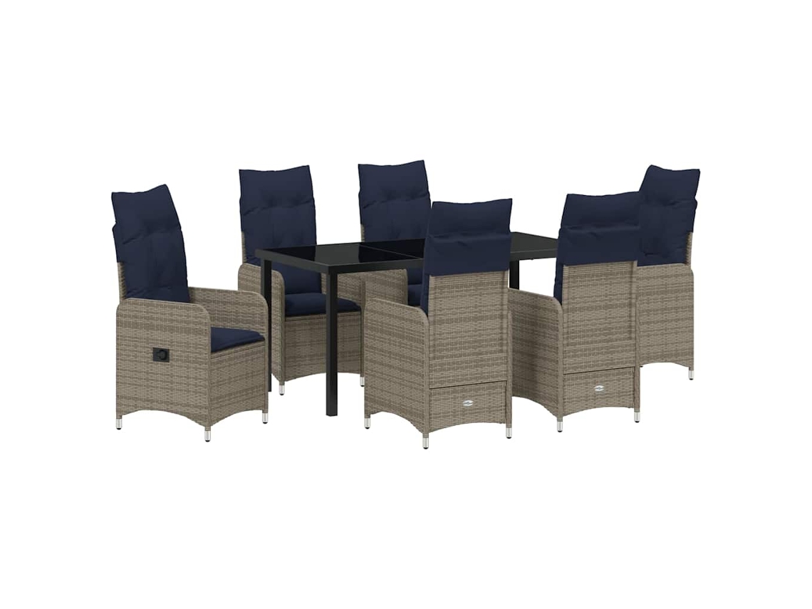 Maison Exclusive - Conjunto De Comedor De Jardín 7 Pcs Negro Ratán Sintético