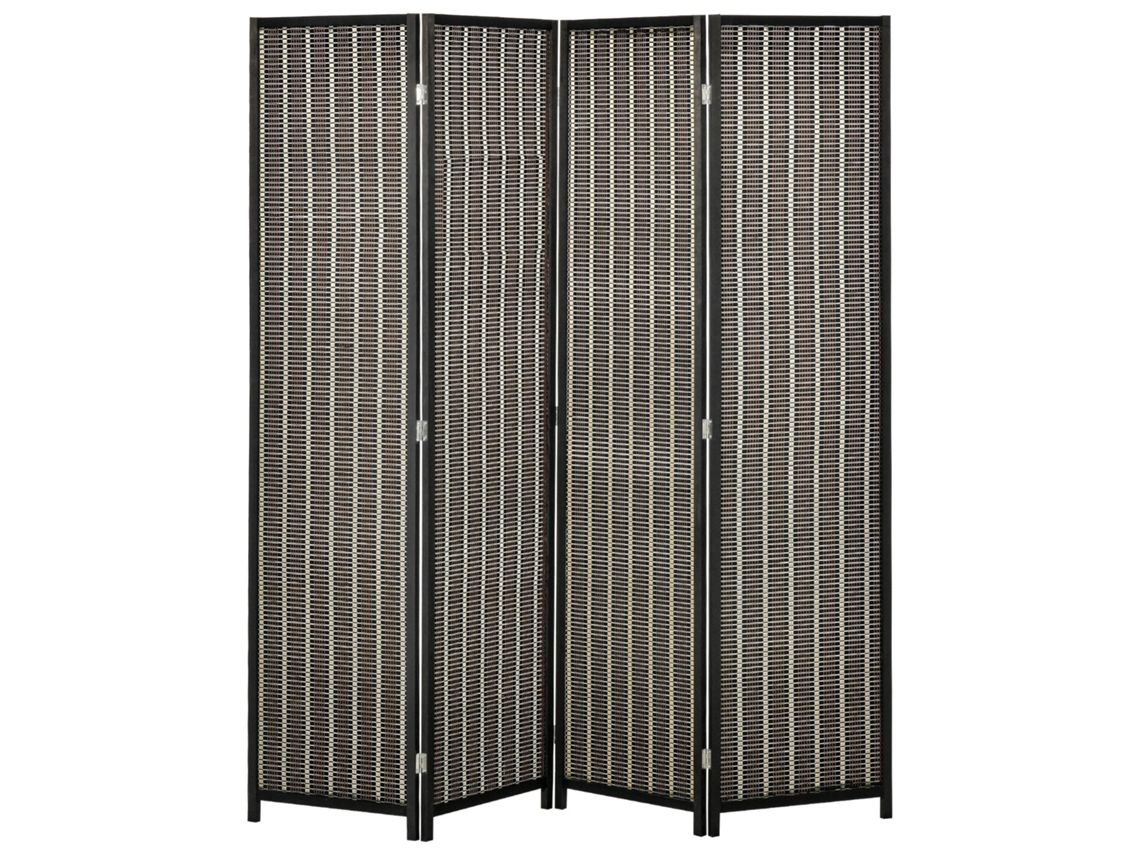 Paravente Bambú 4 Piezas 180x180cm Marrón Plegable Para Salón