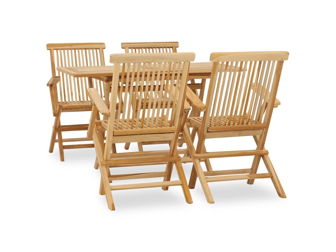 Juego de comedor de jardín de 5 piezas DKD Home Decor, madera maciza de teca