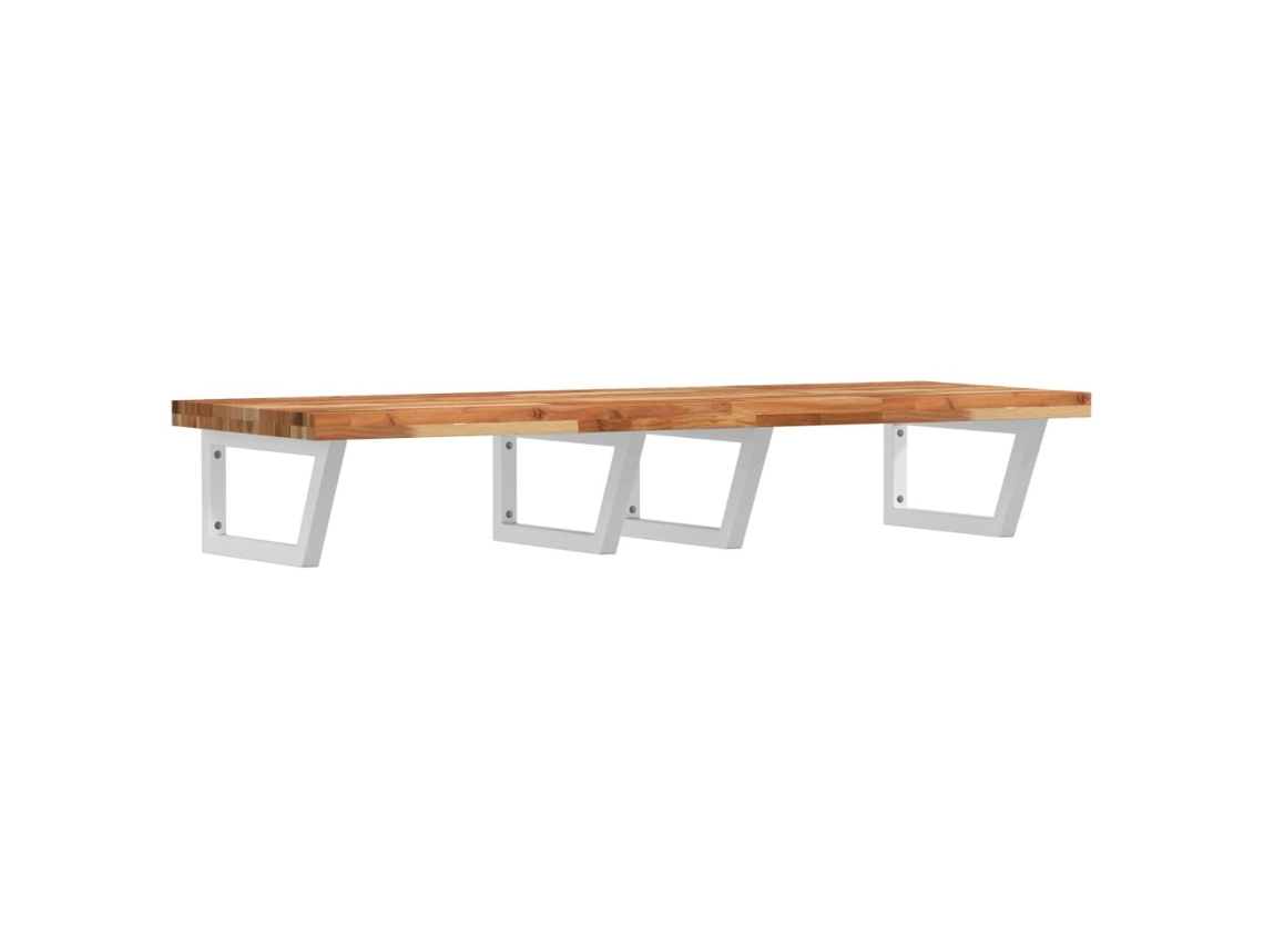 Estante de lavabo de pared acero y VIDAXL madera maciza de acacia