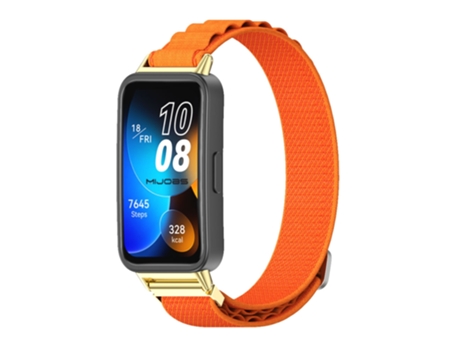 Correa de reloj inteligente para Huawei Band 8 Mijobs Correa de reloj transpirable de nailon (naranja + dorado)
