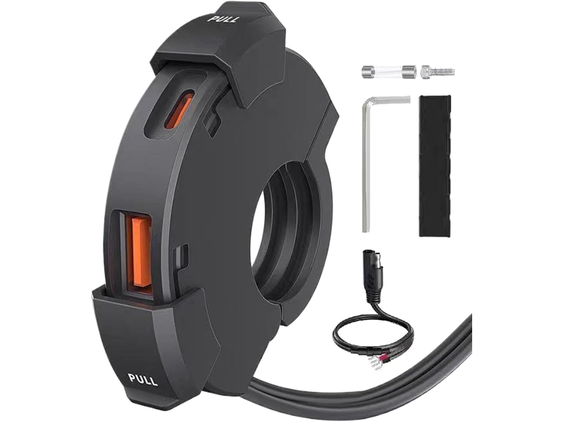 Cargador Usb Para Motocicleta Pd30w | Resistente Al Agua Con Puertos Duales Para Gps Y Smartphones