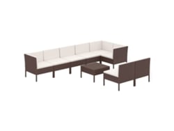 Conjunto 9 muebles de jardín VIDAXL y cojines ratán sintético marrón