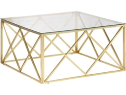 Mesa de centro dorada acero VIDAXL inoxidable y vidrio templado (100 x 100 x 50 cm)