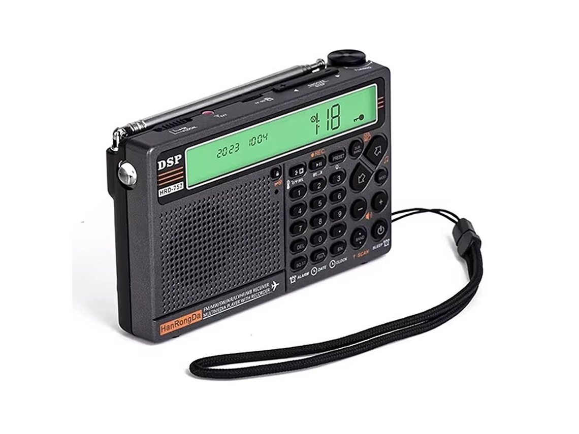Radio de banda completa Hanrongda Drh 757, control remoto por aplicación Bluetooth DSP, alta sensibilidad, memoria para 1000 emisoras, alarma SOS