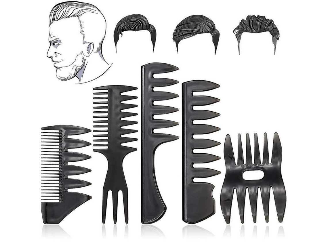 Juego De 5 Peines Para Peinar Al Hombre - Estilo Clásico Vintage Profesional Antiestático