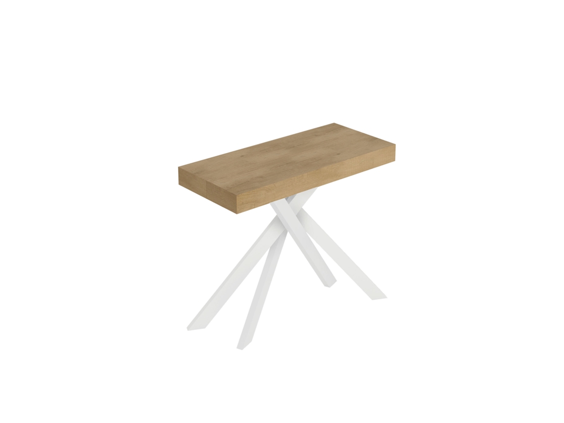 Consola extensible 90x40/196 cm Saki Premium Small patas roble natural blanco ITAMOBY