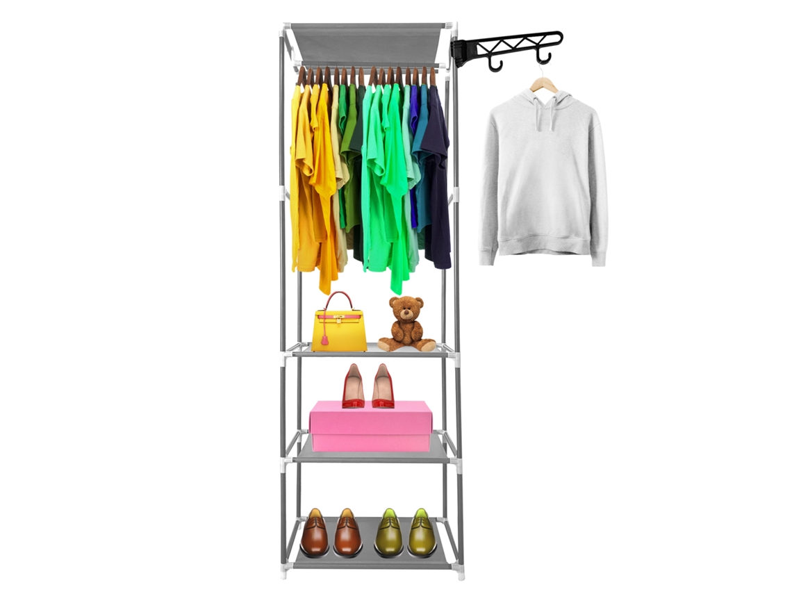 Armario Vestidor Static NYANA Home 170x55x35 cm 3 baldas, 1 barra superior, 1 colgador lateral Blanco