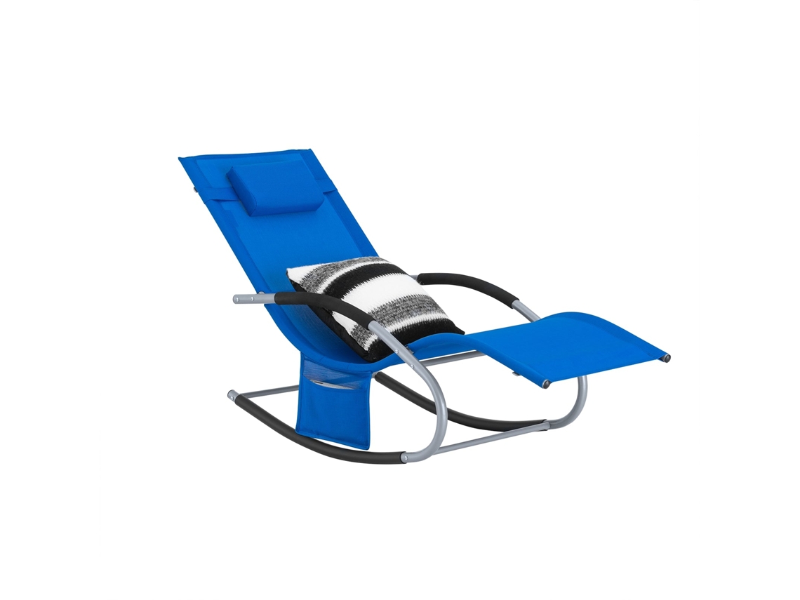 SOBUY OGS28-KB Tumbona Mecedora Con Almohada Y Bolsillo Color Azul Real
