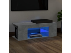 Mueble de Armario Tv con Luces Led 90X39X30 Cm Gris Cemento