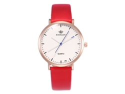 Reloj De Cuarzo Unisex Con Correa De Cuero Pu Zhoulianfa Estilo Casual (rojo)