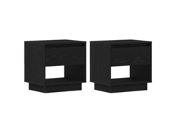 Maison Exclusive - Mesita De Noche Con Cajón 2 Pcs Roble Negro 45 X 34 X 44 Cm