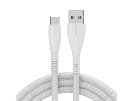 Carga rápida 3A con luz indicadora Cable de carga QC3.0 Cable de datos Cable de datos USB para teléfono móvil trenzado de nailon-Blanco Tipo-C