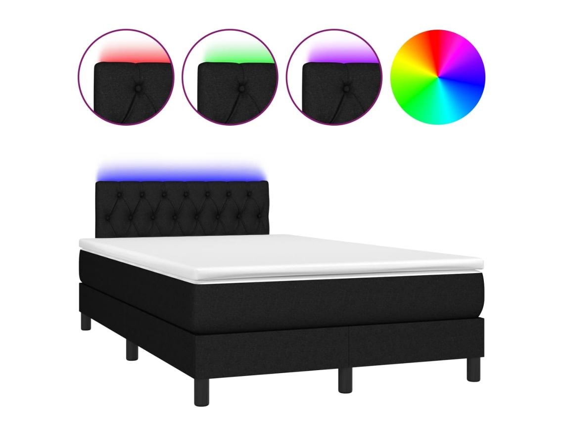 Maison Exclusive - Cama Box Spring Con Colchón Led Tela Negro 120x200 Cm