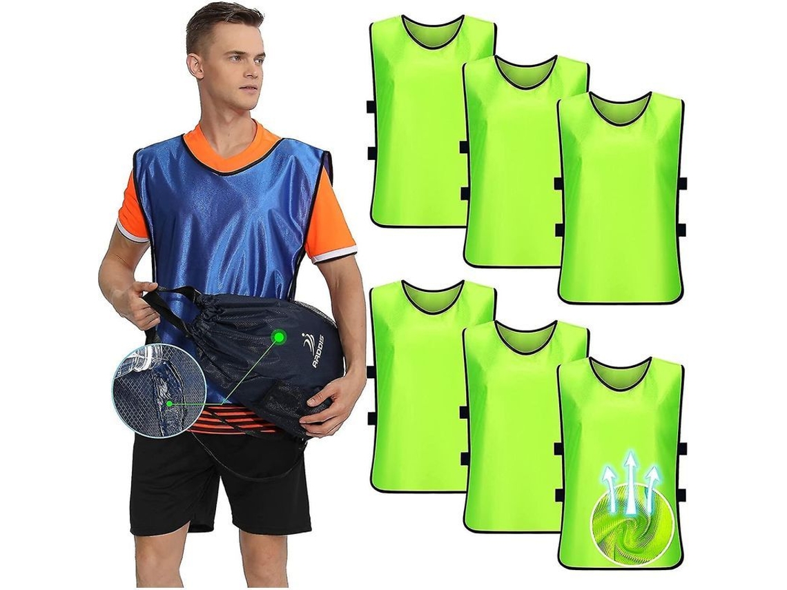 2026-6 Chalecos De Entrenamiento Para Fútbol Baloncesto Hockey Adultos Y Adolescentes De Poliéster Respirable Y Duradero Con Bolsa De Transporte