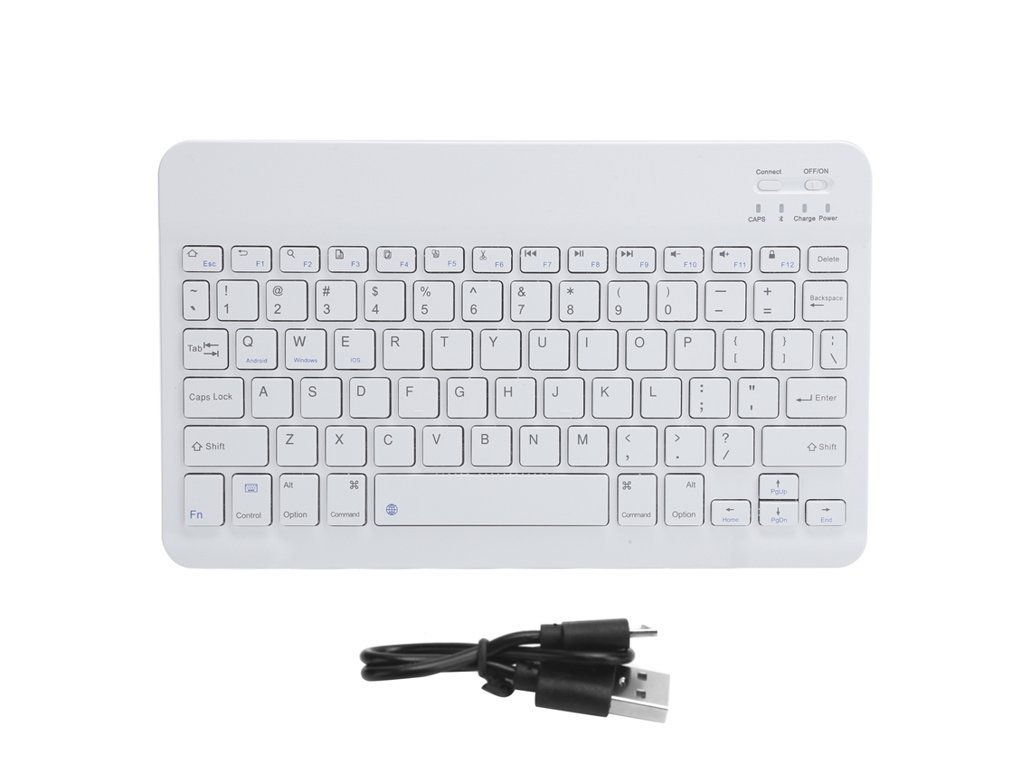 Teclado Portátil Bluetooth 3.0 De 78 Teclas Para Tabletas, Color Blanco, Delgado Y Duradero Con Batería Recargable.