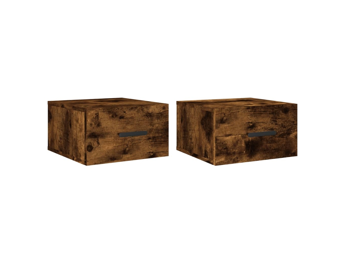 Maison Exclusive - Mesitas De Noche De Pared 2 Uds Color Roble Ahumado 35x35x20 Cm