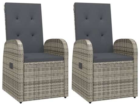 Conjunto 2 Sillón VIDAXL Gris Poli Ratán