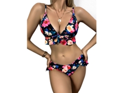 Bikini ligero de dos piezas con estampado floral y traje de baño elástico