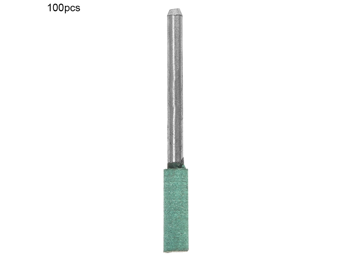 Kit de 100 brocas de pulido con cabeza de goma verde, 3 mm, cilíndricas de 4 mm para lijadora, de alta dureza y durabilidad.