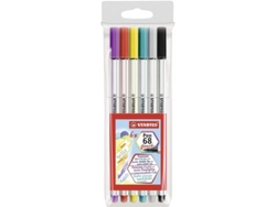 Estuche de 6 colores con punta de pincel Stabilo Pen 68, colores surtidos