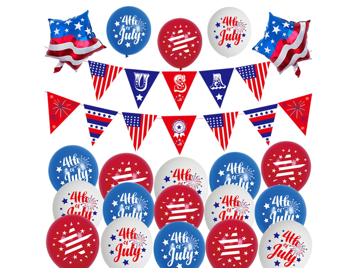 Kit de decoración con banderas y globos para fiestas patrióticas