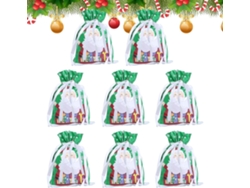 Bolsas de regalo navideñas con cordón | Juego de 8 bolsas de regalo con cordón, detalles festivos, decoración Vayotoy