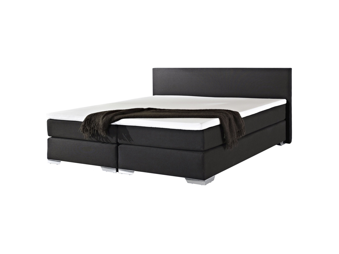 Cama doble BELIANI President en poliéster negro 190x210x90