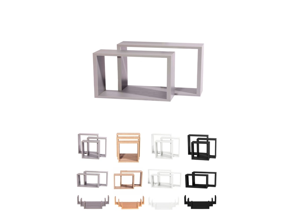 Estanterías De Pared - Baldas De Varios Niveles - Estantes Flotantes Con Fijación Invisible Gris Diseño Rectangular