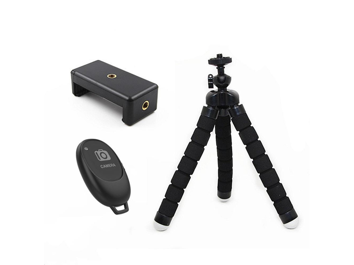 Tripé Mini Polvo De Espuma Flexível Para Iphone Com Suporte Universal E Controle Remoto Bluetooth
