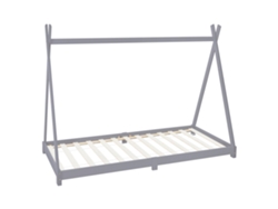Cama infantil tipi ML-Design 90x200cm gris claro con listones de madera de pino