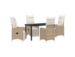 Conjunto de comedor de jardín Vidaxl de 5 piezas con cojines en ratán polímero beige