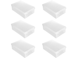 Juego 6 Cajas Zapatos Blancas Transparentes Pp Organizador Almacenamiento Prueba Polvo Abatible Dimensiones