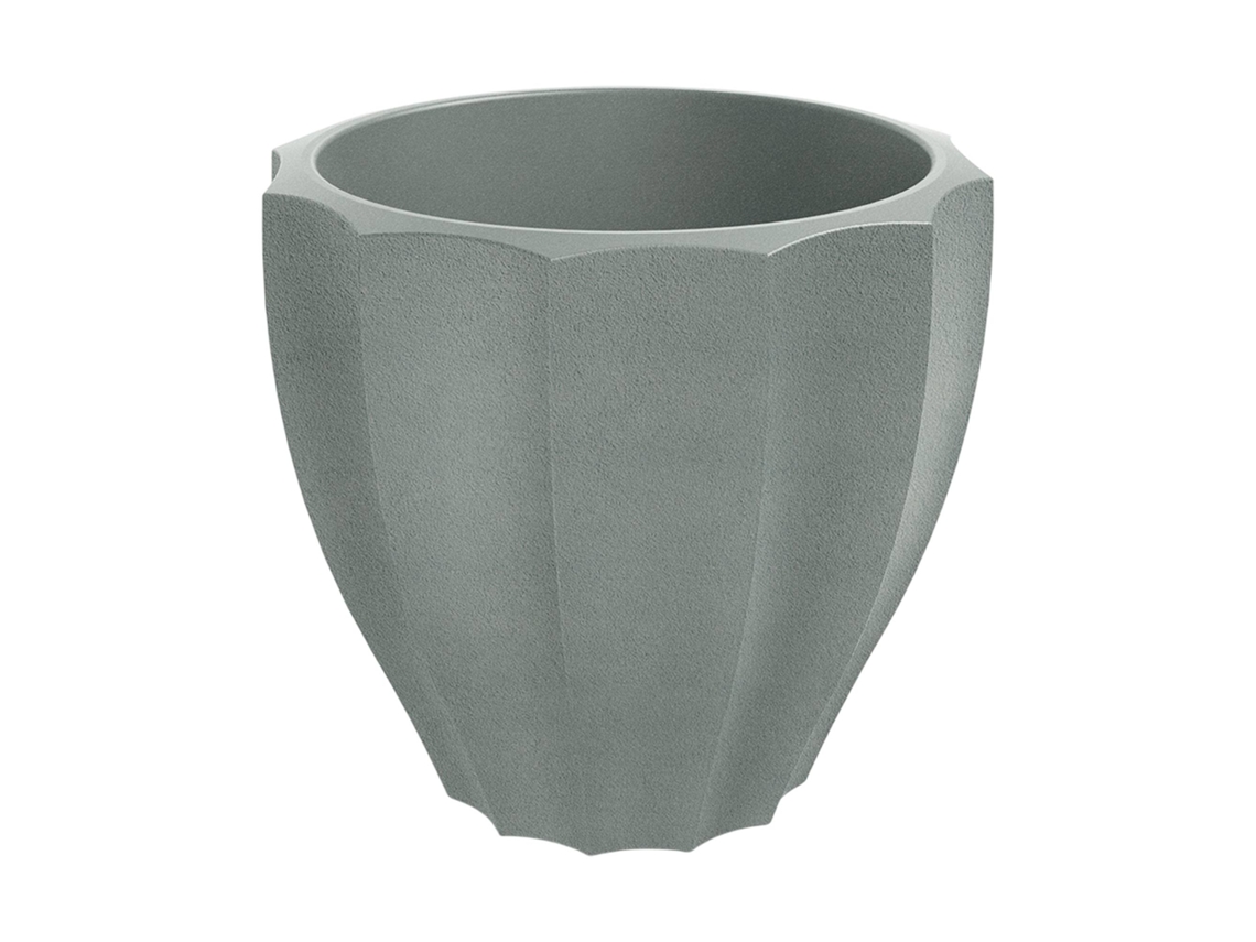 Maceta redonda Rona moldeada por rotación, color gris cemento, Ø80x72