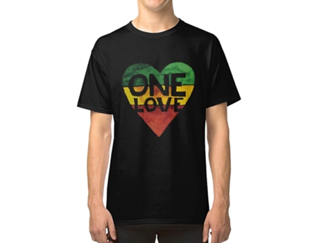 Camiseta ROCKINSTONE One Love Music Rasta Reggae Heart Peace Algodón para Hombre (2XL)