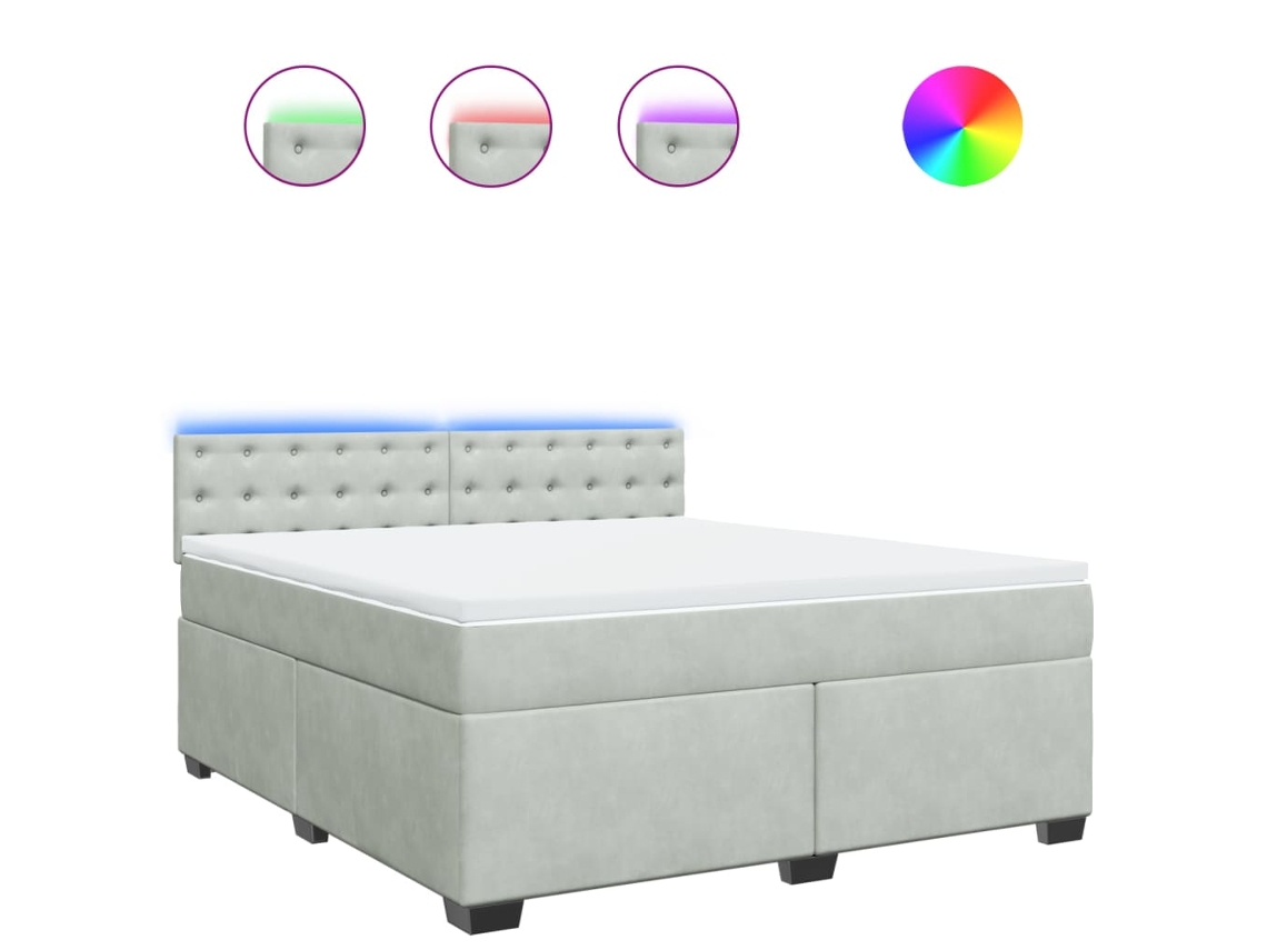 Maison Exclusive - Cama Box Spring Con Colchón Terciopelo Gris Claro 180x200 Cm
