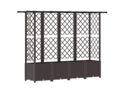 Vidaxl Cama Elevada Con Trellis Y Techo Marrón 202 X 40 X 138 Cm Pp