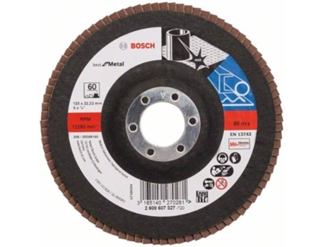 Disco de Lija BOSCH en Lamelas X571 - Best para Metal D= 125 mm; G= 60 - Recto
