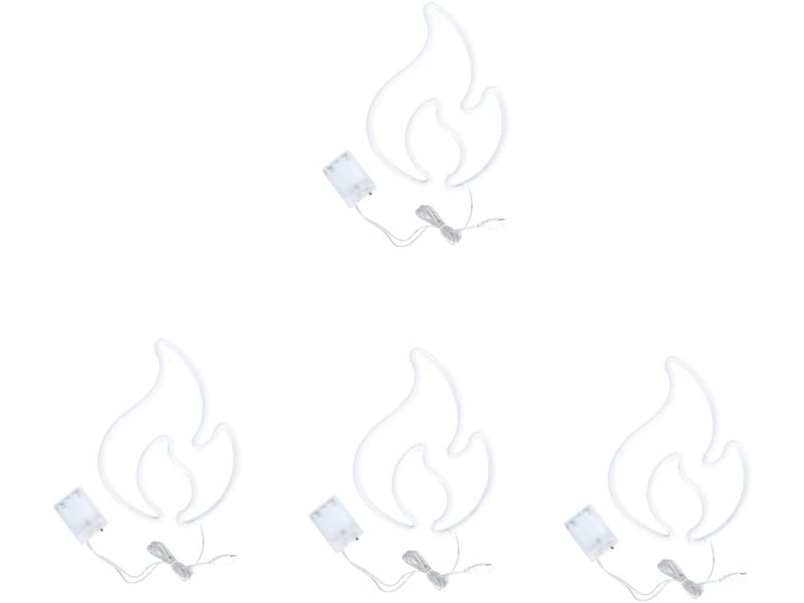 Juego de 4 luces LED decorativas con efecto de llama de neón para ambientes festivos, ideales para bares. SFUSHOS