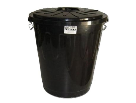 Cubo basura bin negro 100 litros plastico con tapa pamex
