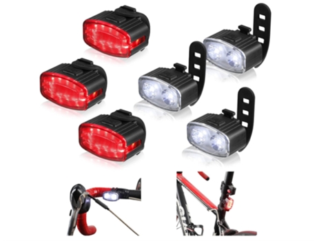 Juego de 6 luces de bicicleta recargables por USB, 3 modos de faros de bicicleta, 6 modos de luz trasera LED, luces de bicicleta impermeables IPX4 ...